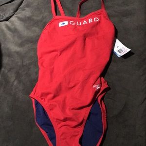 NWT space speedo red swimsuit bathing suit SZ 10